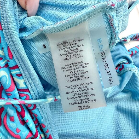 Bleu Rod Beattie St. Tropez Printed Plunge Halter One-Piece Swimsuit 8 - Picture 3 of 8